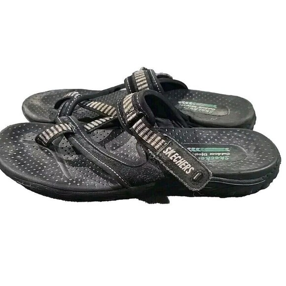 Skechers Outdoor Lifestyle Reggae Trailway Black Toe Ring Sandal Women Sz 8  K07 - Picture 1 of 9